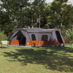 Tente 16 personnes avec toit Gris et orange 680 x 510 x 210 cm