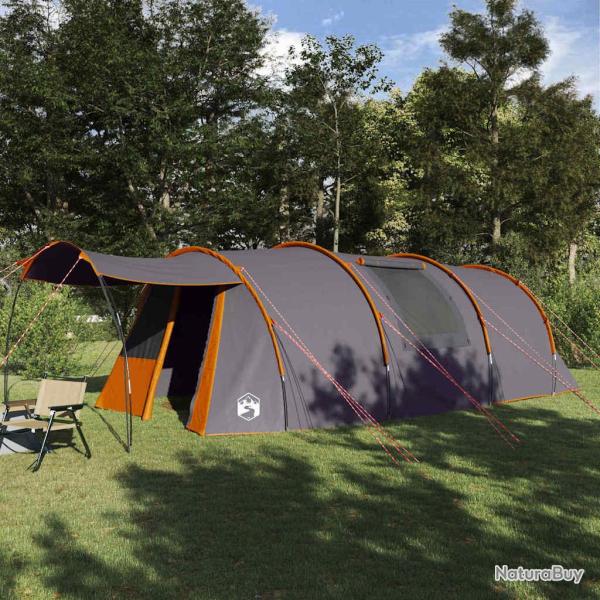 Tente tunnel 4 personnes Gris et orange 740 x 370 x 220 cm