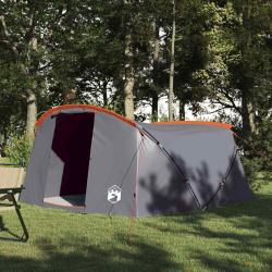 Tente tunnel 4 personnes Gris et orange 318 x 275 x 140 cm