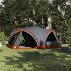 Tente familiale pour 10 personnes, grise et orange, pour le camping, 460 &times; 430 &times; 214 cm
