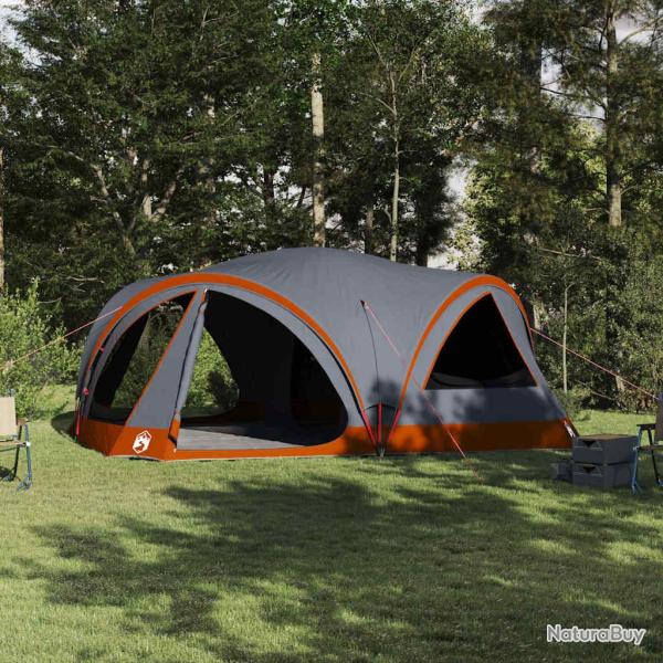 Tente familiale 10 personnes Gris et orange 460 x 430 x 214 cm
