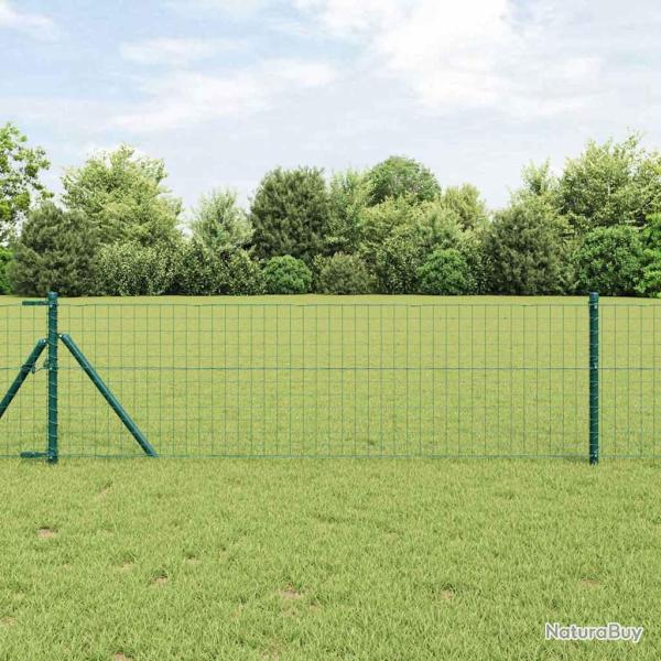 Poteau de cl�ture ench�ss� 13 pc Vert Acier enduit de poudre