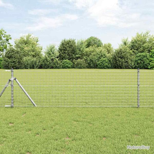 Poteau de cl�ture ench�ss� 13 pc Argent� Acier enduit de poudre