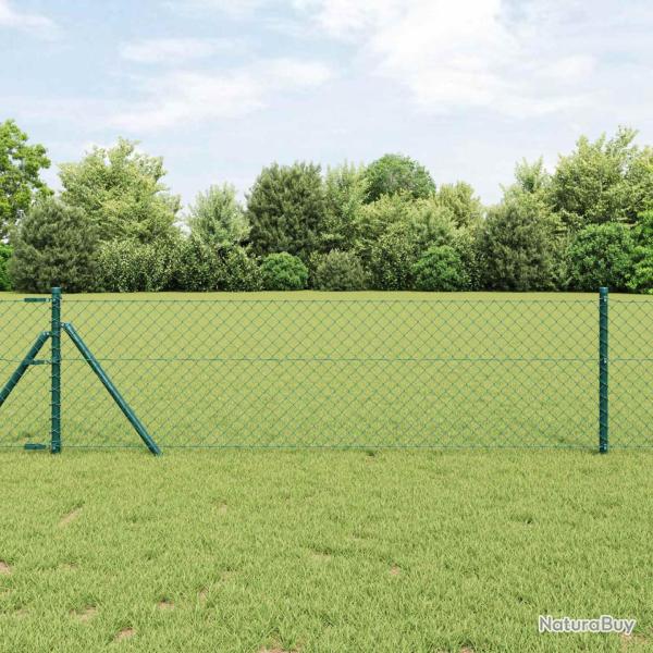 Cl�ture en treillis m�tallique 25 x 0,8 m Acier Vert
