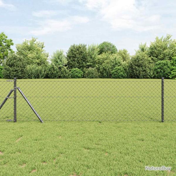 Cl�ture en treillis m�tallique 10 x 0,8 m Acier Gris