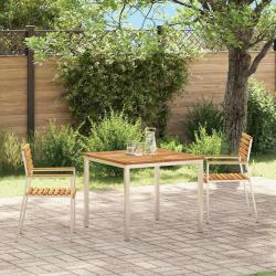 Chaise de 2 pcs Bois d'acacia massif et acier inoxydable