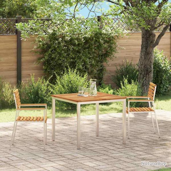 Chaise de 2 pcs Bois d'acacia massif et acier inoxydable