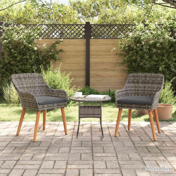 Chaise de 2 pcs Gris 62,5 x 55 x 82 cm polyrotin