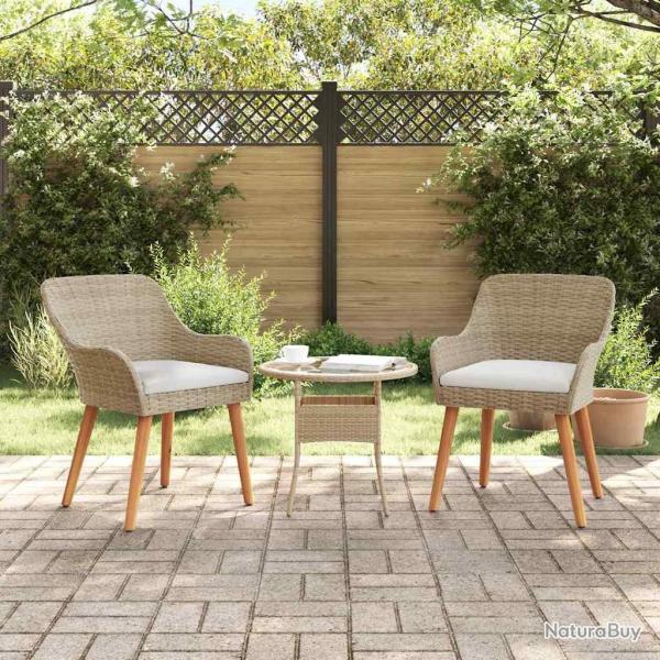 Chaise de 2 pcs Beige 62,5 x 55 x 82 cm polyrotin