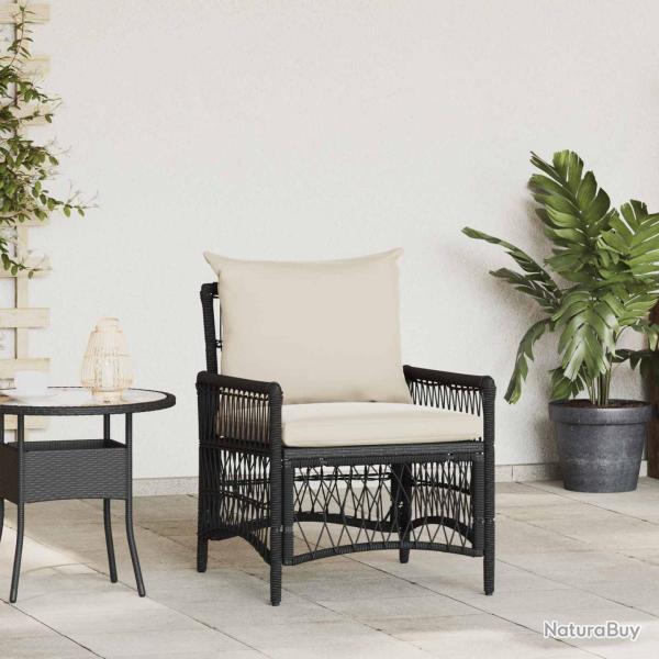 Chaise de avec coussin Noir 73 x 61 x 77 cm polyrotin