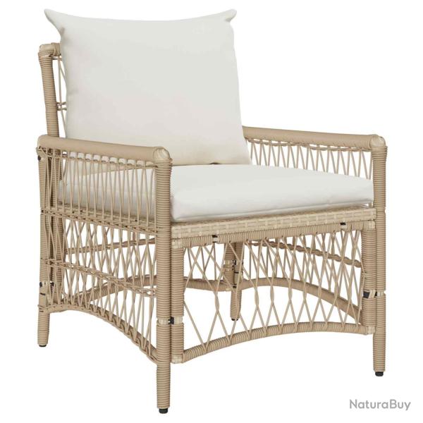 Chaise de avec coussin Beige 73 x 61 x 77 cm polyrotin