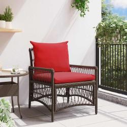 Chaise de avec coussin Marron 73 x 61 x 77 cm polyrotin