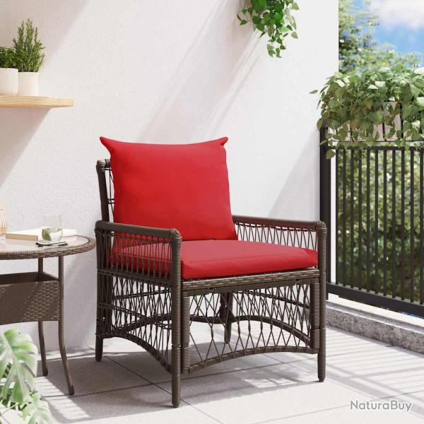 Chaise de avec coussin Marron 73 x 61 x 77 cm polyrotin