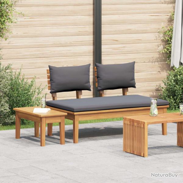Ensemble banc et table de 2 pcs Gris et marron