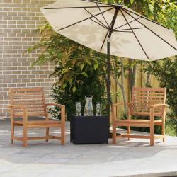 Chaise 2 Pi&egrave;ce Marron 65 x 60 x 76,5 cm Bois de teck massif