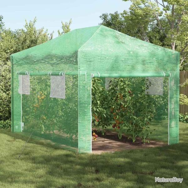 Serre avec cadre pop-up avec toit Vert 290 x 430 x 315 cm Fer