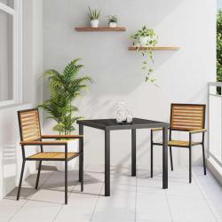 Chaises empilables de 2 pcs Marron et Noir