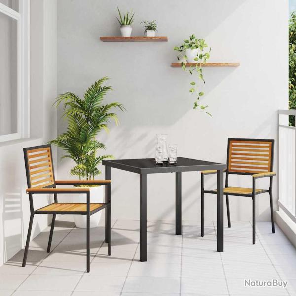 Chaises empilables de 2 pcs Marron et Noir