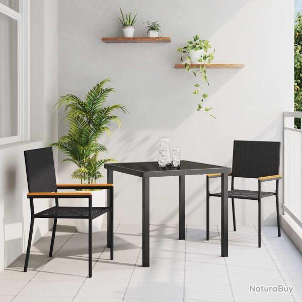Chaises empilables de 2 pcs Noir et Marron