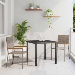 Chaises empilables de 2 pcs Gris et marron