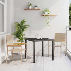 Chaises empilables de 2 pcs Cr&egrave;me et marron