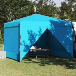 Tente avec abri en tissu bleu, pour le camping, 290 &times; 290 &times; 251 cm