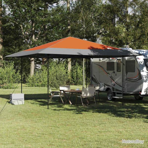 Tente avec abri en tissu orange, pour le camping, 395 � 395 � 251 cm