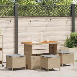 Ensemble de salle &agrave; manger, 4 pi&egrave;ces, en polyrotin, beige