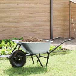 Brouette, argent et noir, 100 L, 150 kg, acier galvanis&eacute;
