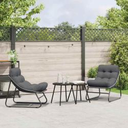 Mobilier de avec coussin 2 pcs Noir 60,5 x 81 x 71 cm