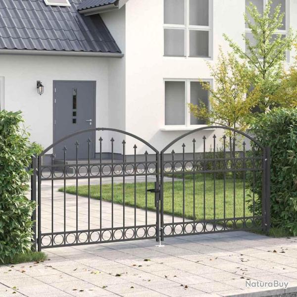 Porte de Cl�ture ASSEN 301 x 175,5 cm Acier Gris Verrouillable