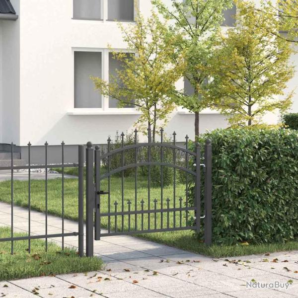 Portail de cl�ture avec pointe KAMPEN 103 x 75 cm Acier Gris