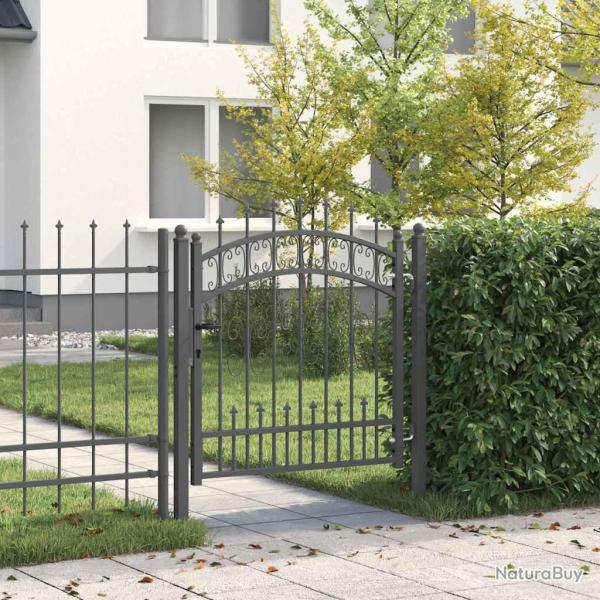Portail de cl�ture avec pointe KAMPEN 103 x 100 cm Acier Gris