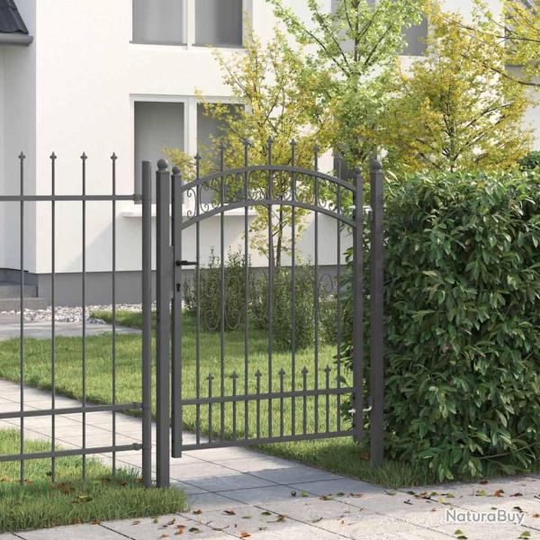 Portail de cl�ture avec pointe KAMPEN 103 x 175 cm Acier Gris