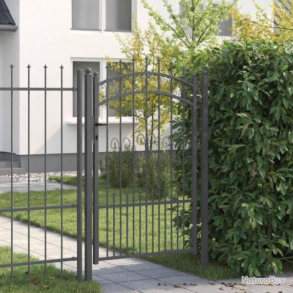 Portail de cl�ture avec pointe KAMPEN 103 x 200 cm Acier Gris