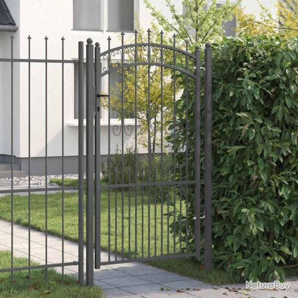 Portail de cl�ture avec pointe en acier, gris, pour le jardin, 103 � 175 cm
