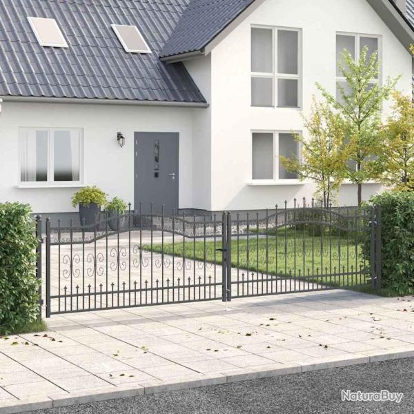 Portail de cl�ture avec pointe KAMPEN 404 x 100 cm Acier Gris