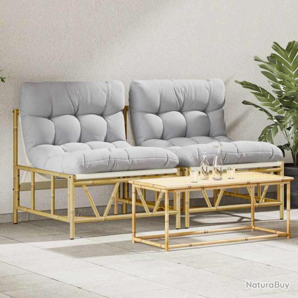 Si�ges ext�rieurs avec coussin 2 pcs Gris clair Acier