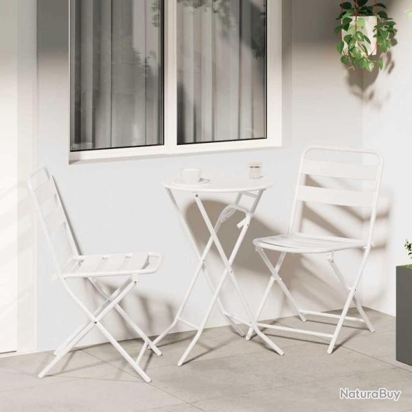 Ensemble bistro de 3 pcs Blanc Acier