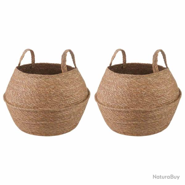 Pot de plante avec poign�es 2 pcs Naturel � 45 x 36 cm