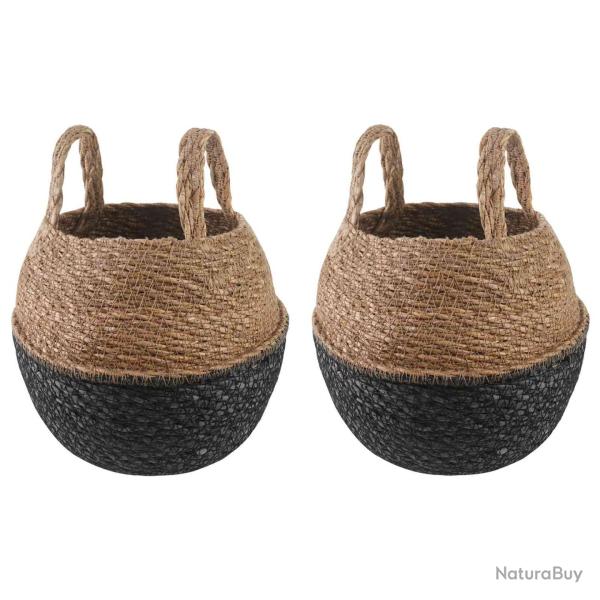 Pot de plante avec poign�es 2 pcs Noir � 22 x 20 cm