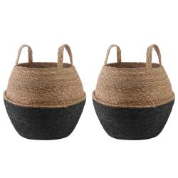 Pot de plante avec poign&eacute;es 2 pcs Noir &Oslash; 32 x 32 cm