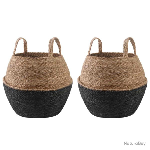Pot de plante avec poign�es 2 pcs Noir � 32 x 32 cm