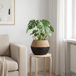 Pot de plante avec poign&eacute;es, noir, pour le jardin, &Oslash; 45 &times; 36 cm
