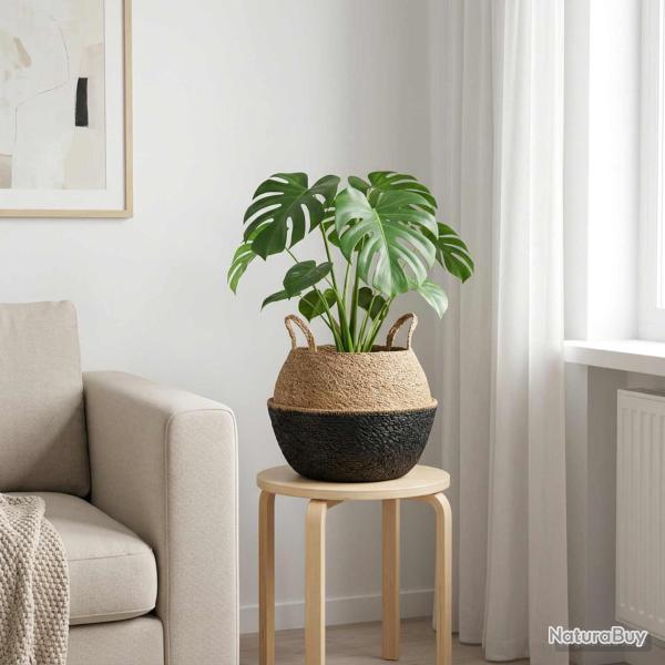 Pot de plante avec poign�es, noir, pour le jardin, � 45 � 36 cm