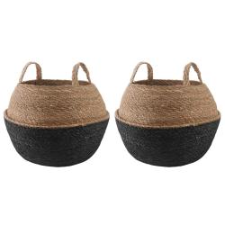 Pot de plante avec poign&eacute;es 2 pcs Noir &Oslash; 45 x 36 cm