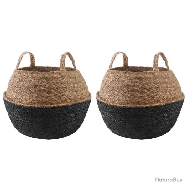 Pot de plante avec poign�es 2 pcs Noir � 45 x 36 cm
