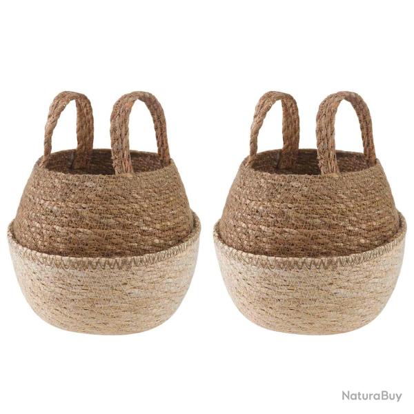 Pot de plante avec poign�es 2 pcs Blanc � 22 x 20 cm