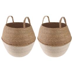 Pot de plante avec poign&eacute;es 2 pcs Blanc &Oslash; 32 x 32 cm
