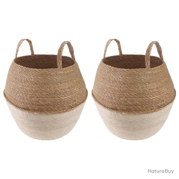 Pot de plante avec poign�es 2 pcs Blanc � 32 x 32 cm